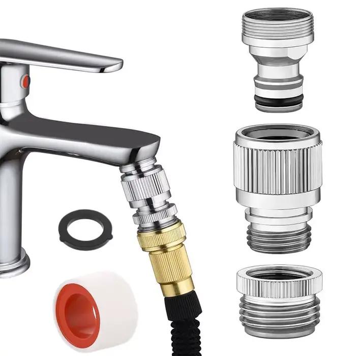 Ensemble d'adaptateurs de robinet pour tuyau d'arrosage et connexion de douche connecteur rapide adaptateur de tuyau raccord de lavabo outils d'arrosage de jardin multifonctionnels pour jardinage et soin des animaux de compagnie