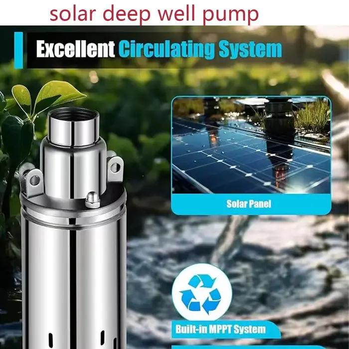 Pompe de puits profond Submersible solaire 750W 48V 60V 72V avec contrôleur intégré