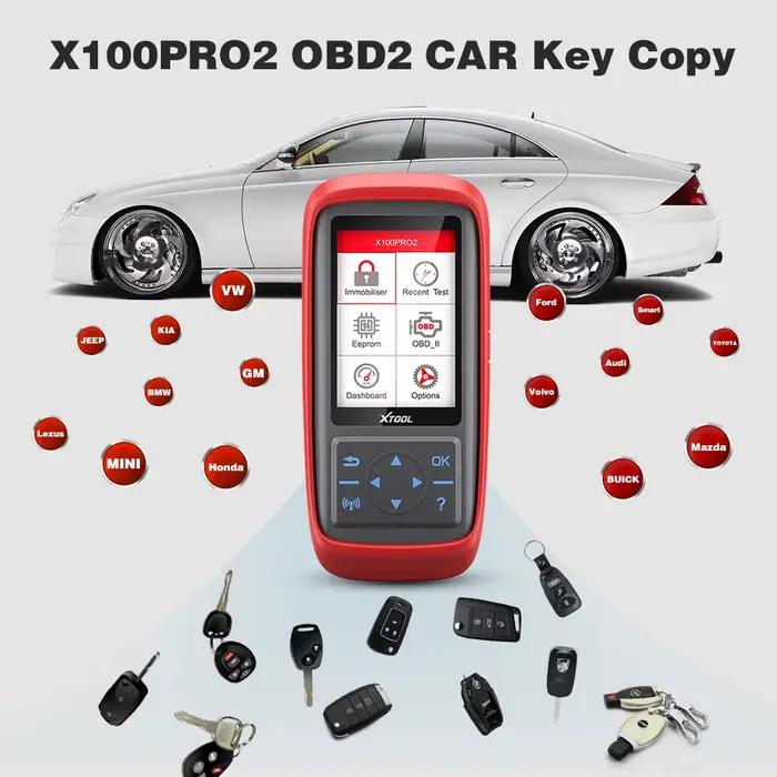 XTOOL X100Pro2 Outils Professionnels de Programmation de Clé de Voiture avec Adaptateur EEPROM, Mise à Jour Gratuite à Vie, Outil de Diagnostic OBD2 et Immo