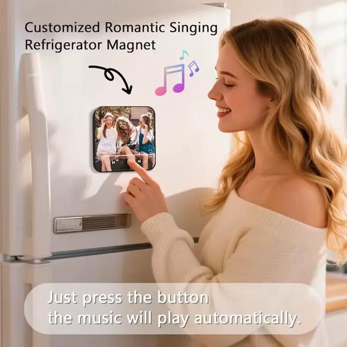 Aimant de réfrigérateur musical personnalisé avec cadre coloré, album musical jouable, autocollant mural photo, cadeau d'anniversaire parfait pour les couples