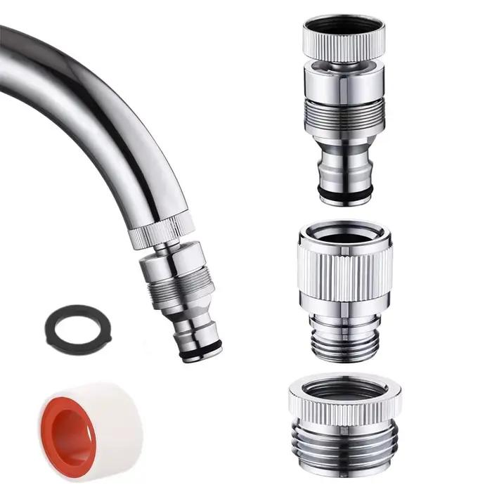 Ensemble d'adaptateurs de robinet pour tuyau d'arrosage et connexion de douche connecteur rapide adaptateur de tuyau raccord de lavabo outils d'arrosage de jardin multifonctionnels pour jardinage et soin des animaux de compagnie