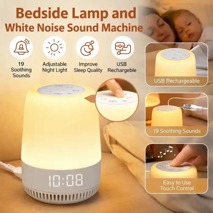 Machine à bruit blanc pour dormir avec veilleuse, machine à sons portative pour le sommeil, 19 sons apaisants pour la maison, les voyages et la relaxation