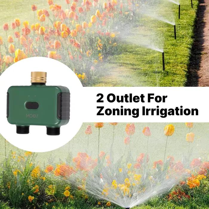 MOES Tuya Smart ZigBee minuterie d'eau à 2 sorties arroseur en laiton avec filtre d'irrigation Programmable fonctionne avec Alexa GoogleHome