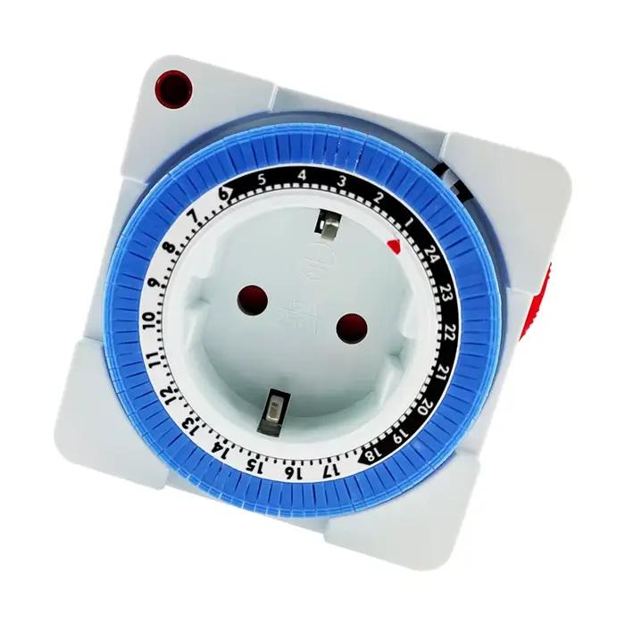 Minuteur programmable mécanique 24 heures EU avec prise de terre