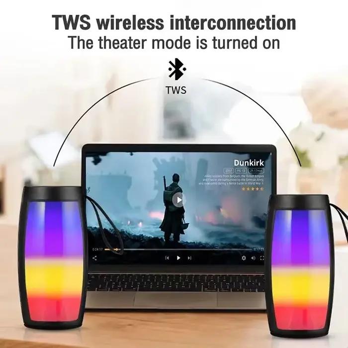 1202 haut-parleurs Bluetooth sans fil maison extérieure Portable petit haut-parleur caisson de basses voiture Audio basse lecteur MP3 système sonore lumières LED