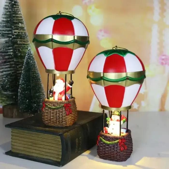 Ornements lumineux de Noël, ballon à air chaud de bonhomme de neige de père Noël avec la lumière LED, ornements d'arbre de Noël, jouet d'enfants, cadeau de nouvel an