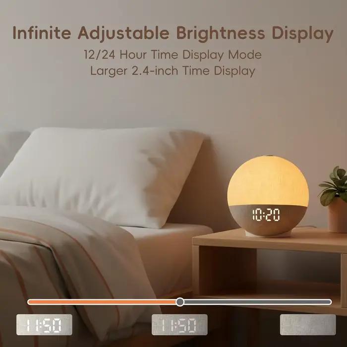 Sunrise réveil blanc bruit son Machine réveil lumière 30 sons de sommeil Bluetooth haut-parleur veilleuse pour chambre cadeau idéal