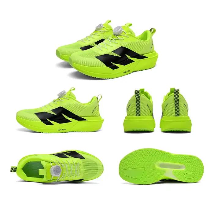 Chaussures de course Marathon Carbon Plate avec boucle rotative, mousse supercritique, ultra-légères, unisexes, pour l'entraînement et le jogging