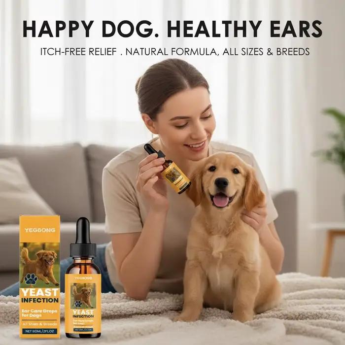 Gouttes auriculaires pour animaux de compagnie, 60ml, dissolvant le cérumen, éliminateur d'odeurs, anti-démangeaisons, naturel, non irritant, nettoyant pour les oreilles, hypoallergénique, pour chiens