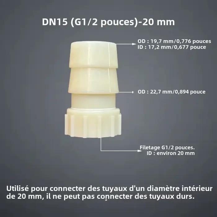 Connecteur de tuyau femelle G1/2 pouces DN15