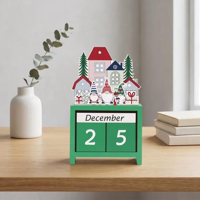 Calendrier de l'Avent de Noël, décoration de bureau en bois, compte à rebours des jours jusqu'à Noël, ornements pour la maison, décoration de bureau - Père Noël