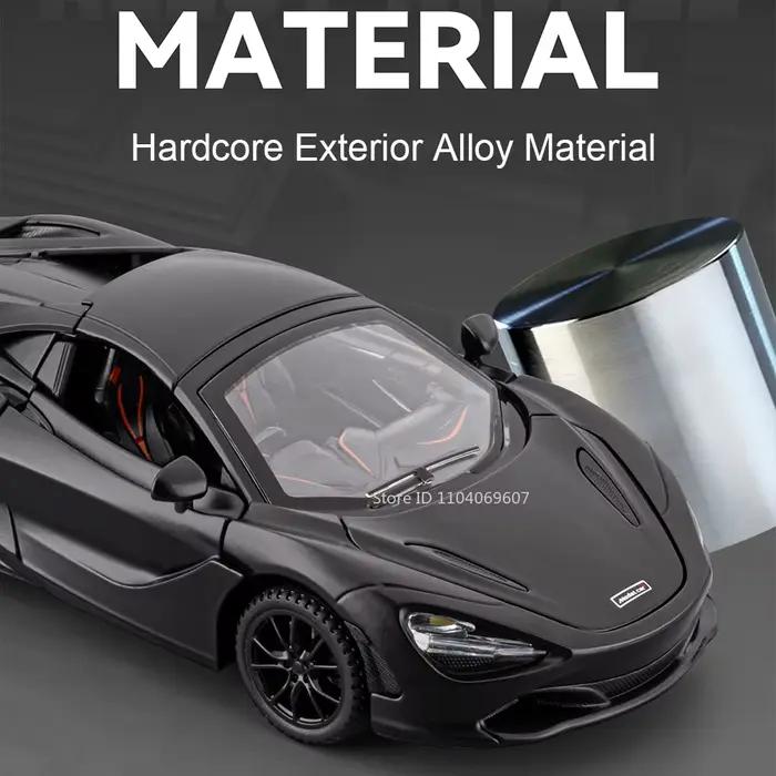 Modèle miniature de voiture de sport 720S à l'échelle 1:32, jouet en alliage moulé sous pression, ornement de supercar avec son et lumière, portes ouvrables, fonction de recul, cadeau pour enfants
