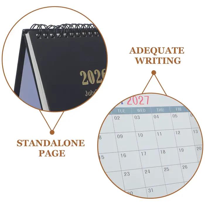 Calendrier de bureau 2026-2027 avec reliure spirale double, planificateur mensuel à feuilles mobiles, du juillet 2026 au décembre 2027, année scolaire, pour la maison et le bureau