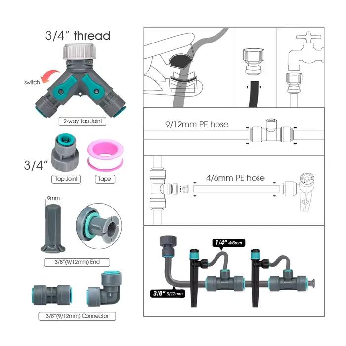 Système d'arrosage d'irrigation de jardin barboteur 3/8 "