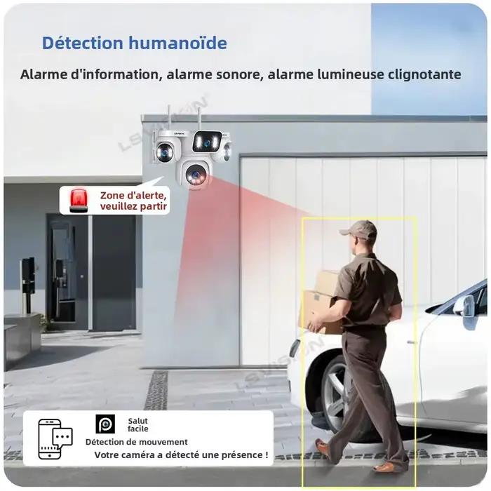 LS VISION 10K AOV 4G Cloud SIM caméra solaire quatre écrans extérieur 12X Zoom optique batterie caméra de sécurité solaire enregistrement 24/7