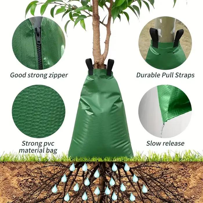 Sac d'arrosage d'arbres réutilisable de 20 gallons – Système d'égouttage d'irrigation à dégagement lent pour les soins de la pelouse et du jardin
