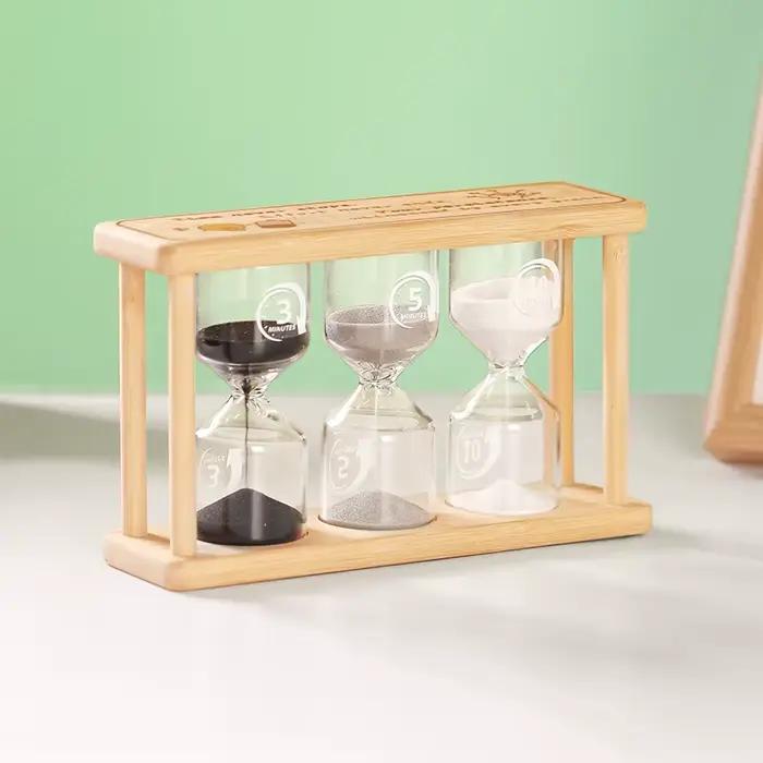 Minuterie sablier en bois 3 en 1