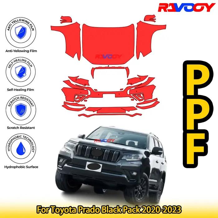 Kit PPF avant prédécoupé noir brillant mat, Film de Protection de peinture pour Toyota Prado Black Pack 2020 – 2023