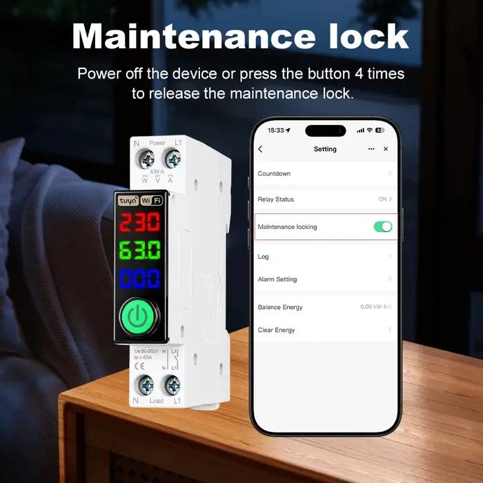 Disjoncteur intelligent WIFI Manhot avec affichage LED et mesure