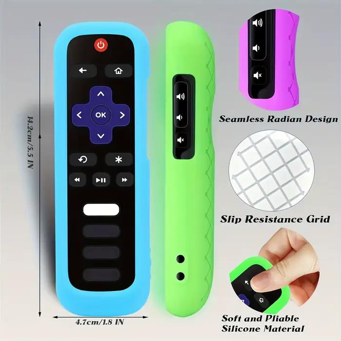 Ensemble de 1/2/3 pièces de télécommande lumineuse en silicone avec corde, adapté à la télécommande TV TCL Hisense Roku
