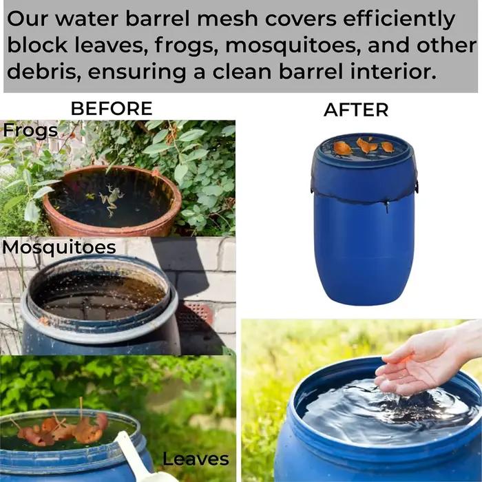 Couverture en filet pour seau de récupération d'eau de pluie avec cordon de serrage