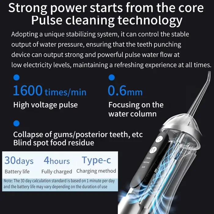 Irrigateur buccal, 3 Modes de nettoyage, Portable, Rechargeable, étanche IP65, fil dentaire, blanchiment des dents, Jet, 200ML