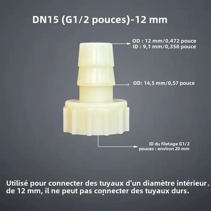 Connecteur de tuyau femelle G1/2 pouces DN15