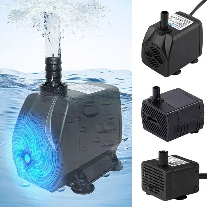 Pompe à eau submersible noire ultra-silencieuse avec ventouse réglable pour étangs