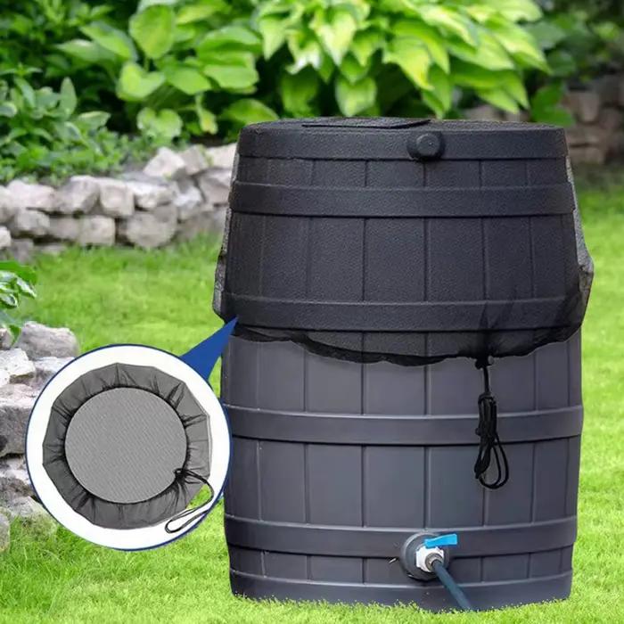 Couverture en filet pour baril de récupération d'eau de pluie avec cordon de serrage réglable