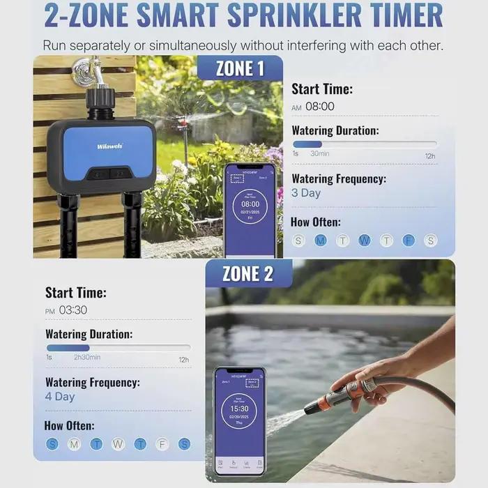 Minuterie d'eau automatique Wifi à 2 Zones