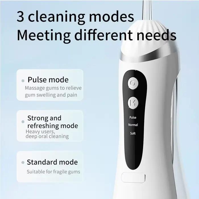 Irrigateur buccal, 3 Modes de nettoyage, Portable, Rechargeable, étanche IP65, fil dentaire, blanchiment des dents, Jet, 200ML