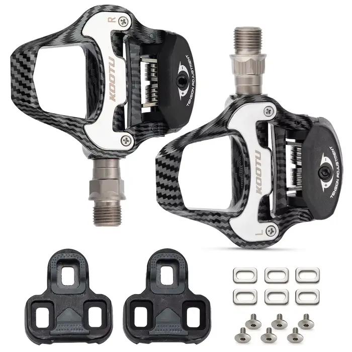Pédales automatiques pour vélo de route, pédales à clipser en carbone avec roulements scellés, fonctionne avec les pédales de verrouillage du système KEO et Shimano SPD