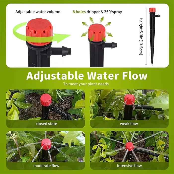 Ajustable à 360° ° Emetteurs goutte-à-goutte 1/4'' - Micro-irrigateurs pour l'arrosage des jardins