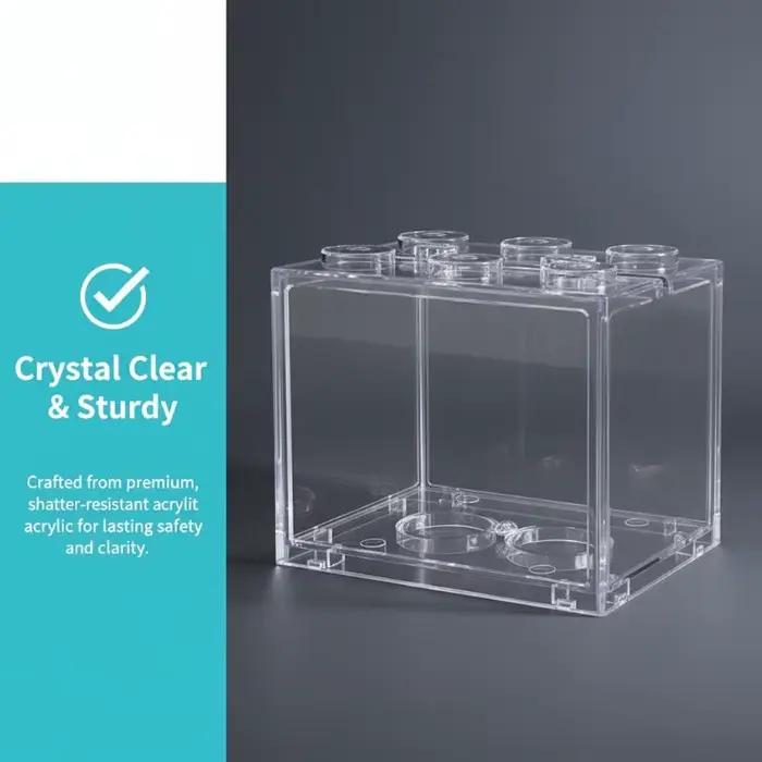 Mini aquarium en acrylique, boîte pour reptiles, aquarium empilable, cylindre paysager, algues marines pour la décoration de la maison et du bureau