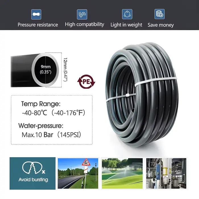 Tuyau d'irrigation de jardin en PE de 3/8'' (12 mm) - Système d'arrosage 360° ° Arroseur micro-pulvérisateur 2-en-1