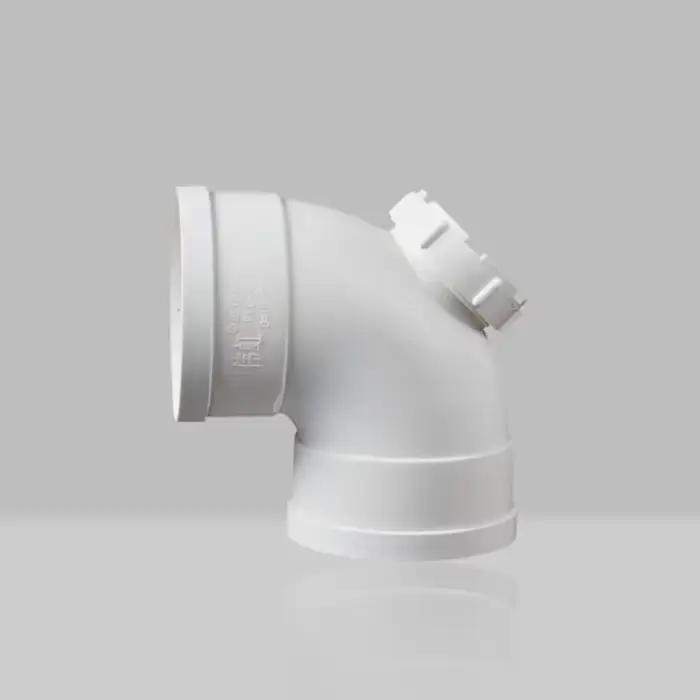 Tuyau de drainage en PVC bride coudé 90 degrés avec port d'inspection pour systèmes d'évacuation d'eaux pluviales balcon terrasse sous-sol garage drainage industriel irrigation agricole facile à installer résistant aux températures extremes