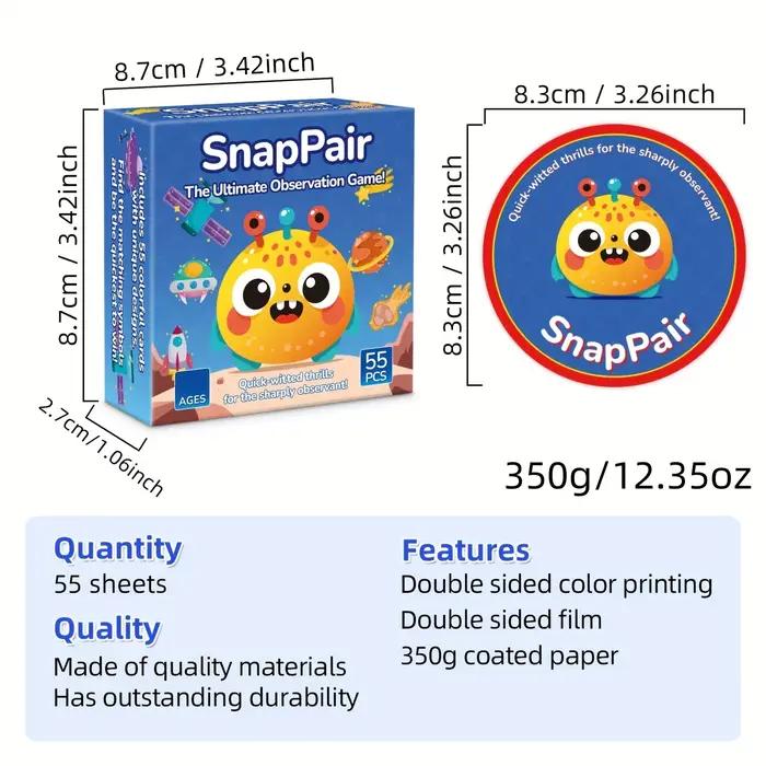 《Snappair : le jeu de société ultime pour l'association des observations avec 55 cartes》Jeu de cartes, jeu de société, idéal pour les réunions de famille, cadeau
