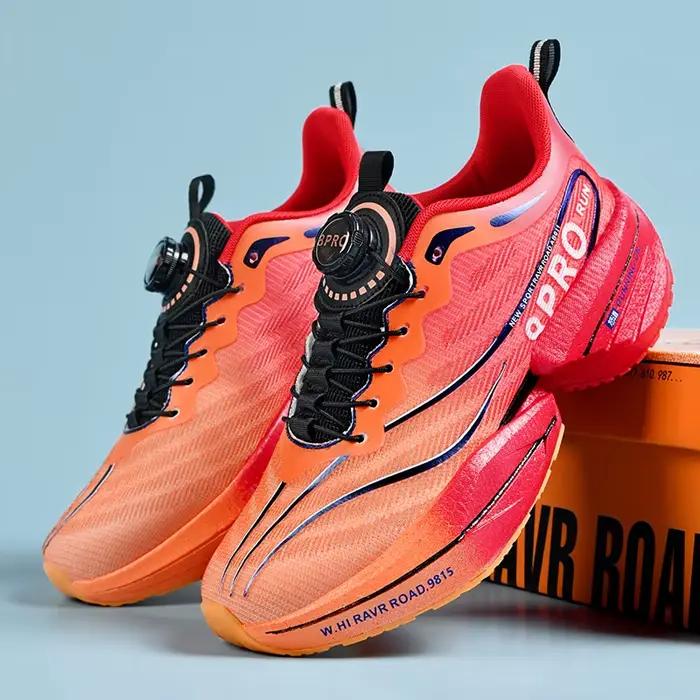Chaussures de course marathon pour hommes et femmes, baskets de sport coordonnantes, plaque de carbone, maille légère respirante, confortables, neuves