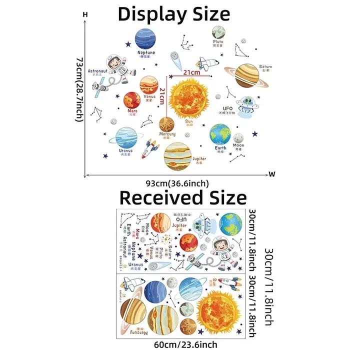 Dessin animé système solaire planète cosmique soleil terre lune stickers muraux pour chambre d'enfants chambre salle de lecture stickers muraux école pépinière