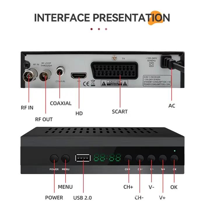 Récepteur satellite TV 2026 JN-821T2, décodeur TDT HD espagnol, décodeur numérique TDT HD DVB-T2 H.265 HEVC FTA PVR, adaptateur TV SCART, décodeur STB