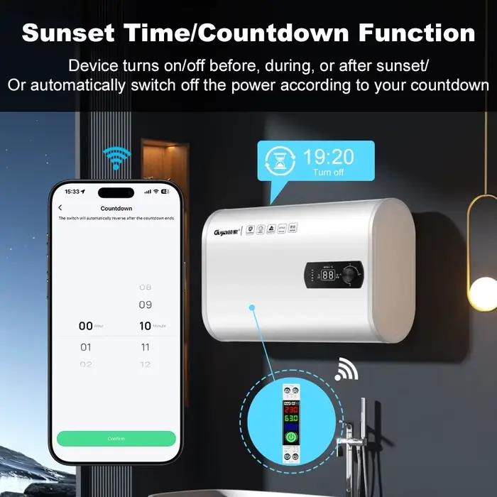 Disjoncteur intelligent WIFI Manhot avec affichage LED et mesure