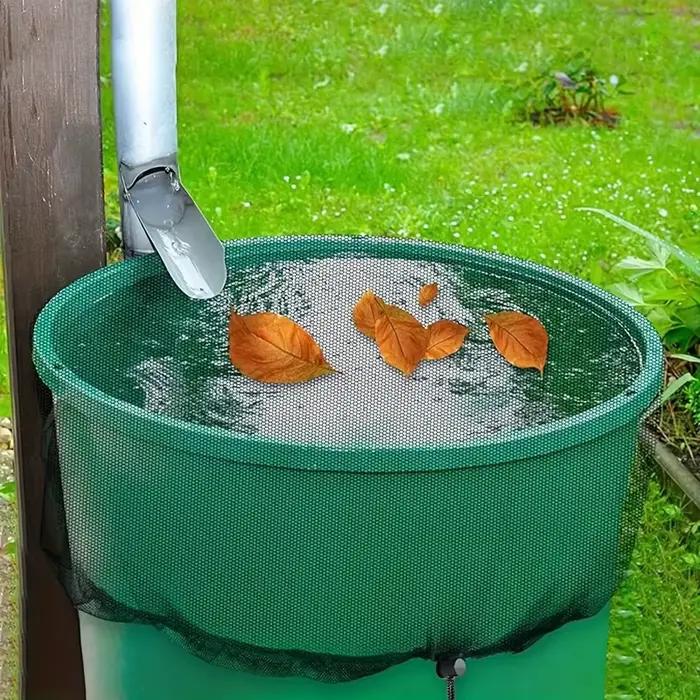 Couverture de réservoir de récupération d'eau de pluie avec filet et cordon de serrage pour barils