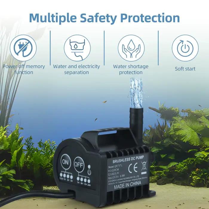 Pompe à eau avec base à ventouse 400L/H pour bain d'oiseaux de jardin synchronisation marche arrêt 4 vitesses bassin extérieur