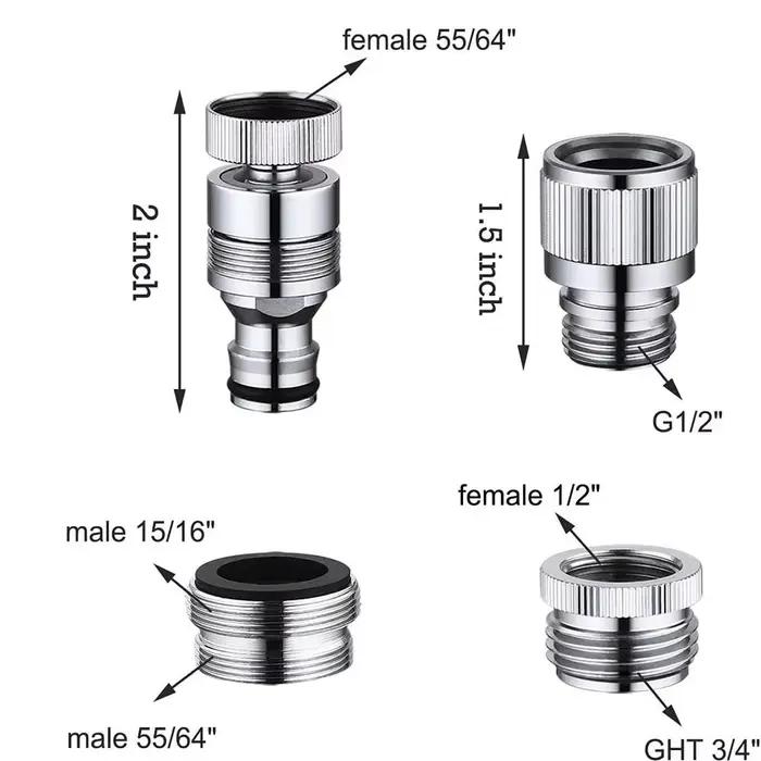 Ensemble d'adaptateurs de robinet pour tuyau d'arrosage et connexion de douche connecteur rapide adaptateur de tuyau raccord de lavabo outils d'arrosage de jardin multifonctionnels pour jardinage et soin des animaux de compagnie