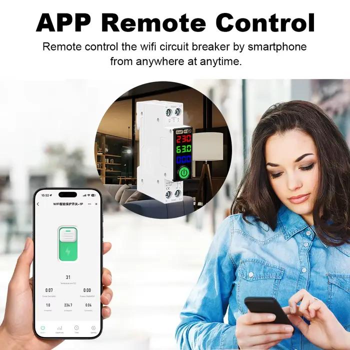 Disjoncteur intelligent WIFI Manhot avec affichage LED et mesure