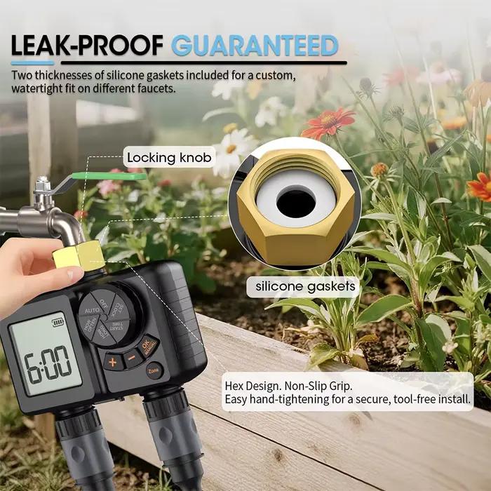 Système d'arrosage intelligent automatique à double sortie avec minuterie et programmateur de tuyau pour jardin extérieur