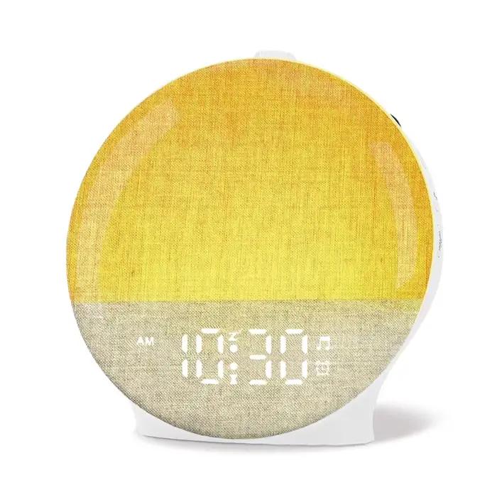 Réveil lumineux avec simulation d'aube, machine à bruit blanc, haut-parleur Bluetooth et veilleuse colorée pour chambre à coucher – Cadeau idéal