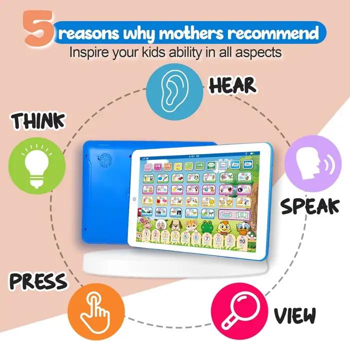 Tablette d'apprentissage bilingue française et anglaise, jouet pour apprendre l'alphabet, les chiffres ABC, l'orthographe des mots |   Jouets éducatifs interactifs pour enfants
