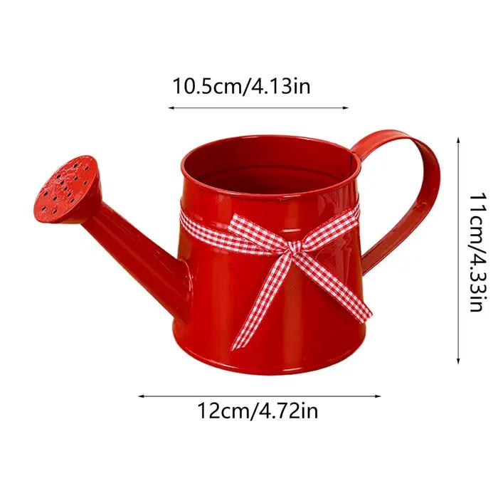 Indoor Watering Can 1L Metal Pot with Sprinkler Head and Gingham Ribbon Modern Plant