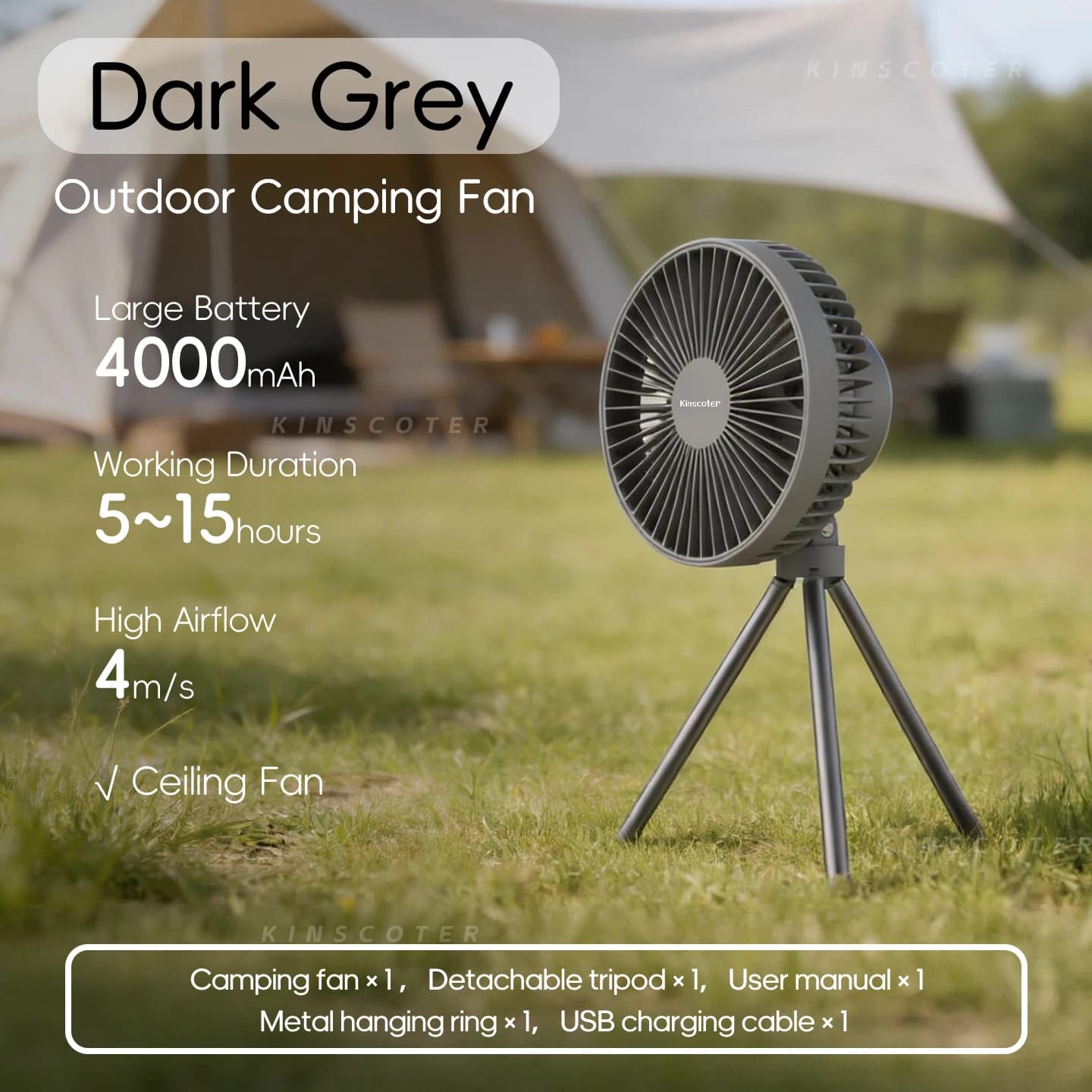 10000mAh 4000mAh Camping ventilateur Rechargeable bureau Portable circulateur sans fil plafond venti